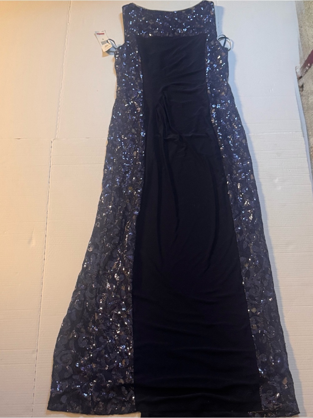 Ralph Lauren Navy and Black Sequined Maxi Dress